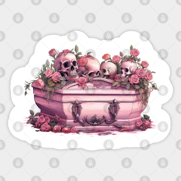 Pink Halloween Coffin Sticker by Chromatic Fusion Studio